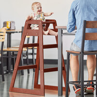 Lancaster Table & Seating Ready-to-Assemble Restaurant Wood Bar Height High Chair with Mahogany Finish