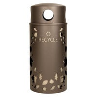 Ex-Cell Kaiser NS33-LV R BRZX Nature Series Round 33 Gallon Steel Brown Leaves Recycle Receptacle