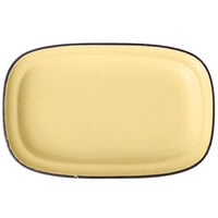 Luzerne L2103006350 Tin Tin 10 1/2" x 6 3/4" Yellow Rectangular Porcelain Platter by Oneida - 24/Case