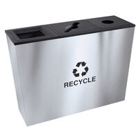 Ex-Cell Kaiser RC-MTR-3 SS Metro Collection 54 Gallon Rectangular Stainless Steel Three Stream Tapered Recycling Receptacle