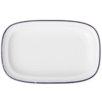 Luzerne Tin Tin by 1880 Hospitality L2105008350 10 1/2" x 6 3/4" White / Blue Rectangular Porcelain Platter - 24/Case