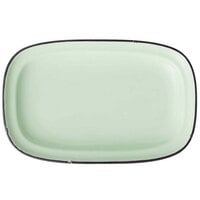 Luzerne Tin Tin by 1880 Hospitality L2104009350 10 1/2" x 6 3/4" x 1 1/4" Green Rectangular Porcelain Platter - 24/Case