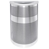 Ex-Cell Kaiser VC2234 HR SS/PLTNM Venue Collection 20 Gallon Half Round Stainless Steel Perforated Waste Receptacle with Platinum Lid