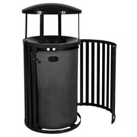 Ex-Cell Kaiser SCTP-40 D BLK Streetscape Black Gloss 45 Gallon Round Outdoor Trash Receptacle with Canopy and Door