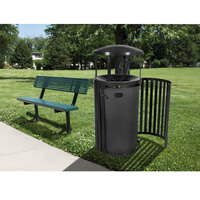 Ex-Cell Kaiser SCTP-40 D BLK Streetscape Black Gloss 45 Gallon Round Outdoor Trash Receptacle with Canopy and Door