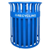Ex-Cell Kaiser RC-SC2633 RBL Streetscape Blue Gloss 37 Gallon Round Classic Outdoor Recycling Receptacle