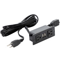 Safco MRPMBLK Black 2-Outlet Power Module with 2 USB Ports
