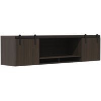 Safco MRHTWD72STO Mirella 72 inch x 15 inch x 18 inch Southern Tobacco Wall-Mounted Hutch with Sliding Wood Doors