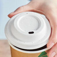 EcoChoice 8 oz. Tall White Compostable Sugarcane Hot Cup Lid - 50/Pack