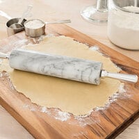 Fox Run 8648 10 inch White Marble Rolling Pin with Stainless Steel Handles and Base