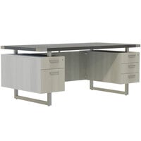 Safco MRDBF7236SGY Mirella 72 inch x 36 inch Stone Gray / White Ash Free-Standing Desk with 4 Storage and 1 File Drawer