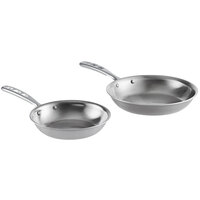 Vollrath Tribute 2-Piece Induction Ready Tri-Ply Stainless Steel Fry Pan Set with TriVent Chrome Plated Handles - 8 inch and 10 inch Frying Pans