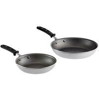 Vollrath Wear-Ever 2-Piece Aluminum Non-Stick Fry Pan Set with PowerCoat2 Coating and Black TriVent Silicone Handles - 8 inch and 10 inch Frying Pans