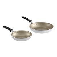Vollrath Wear-Ever 2-Piece Aluminum Non-Stick Fry Pan Set with PowerCoat2 Coating and Black TriVent Silicone Handles - 8" and 10" Frying Pans
