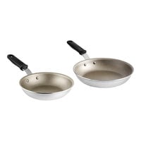 Vollrath Wear-Ever 2-Piece Aluminum Non-Stick Fry Pan Set with PowerCoat2 Coating and Black Silicone Handles - 8" and 10" Frying Pans