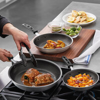 Vollrath Wear-Ever 3-Piece Aluminum Non-Stick Fry Pan Set with PowerCoat2 Coating and Black TriVent Silicone Handles - 8 inch, 10 inch, and 12 inch Frying Pans
