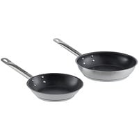 Vollrath Optio 2-Piece Induction Ready Stainless Steel Non-Stick Fry Pan Set with Aluminum-Clad Bottom - 8 inch and 9 1/2 inch Frying Pans
