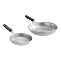 Vollrath Wear-Ever 2-Piece Aluminum Fry Pan Set with Rivetless Interior and Blue Cool Handles - 8" and 10" Frying Pans