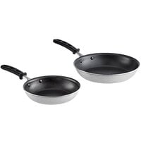 Vollrath Wear-Ever 2-Piece Aluminum Non-Stick Fry Pan Set with CeramiGuard II Coating and Black TriVent Silicone Handles - 8 inch and 10 inch Frying Pans