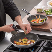 Vollrath Wear-Ever 2-Piece Aluminum Non-Stick Fry Pan Set with CeramiGuard II Coating and Black TriVent Silicone Handles - 8 inch and 10 inch Frying Pans