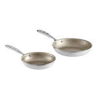 Vollrath Wear-Ever 2-Piece Aluminum Non-Stick Fry Pan Set with PowerCoat2 Coating and TriVent Chrome Plated Handles - 8" and 10" Frying Pans