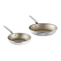 Vollrath Wear-Ever 2-Piece Aluminum Non-Stick Fry Pan Set with PowerCoat2 Coating and Chrome Plated Handles - 8" and 10" Frying Pans