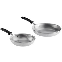 Vollrath Wear-Ever 2-Piece Aluminum Fry Pan Set with Black TriVent Silicone Handles - 8 inch and 10 inch Frying Pans