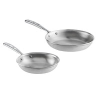 Vollrath Wear-Ever 2-Piece Aluminum Fry Pan Set with TriVent Chrome Plated Handles - 8 inch and 10 inch Frying Pans