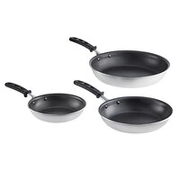 Vollrath Wear-Ever 3-Piece Aluminum Non-Stick Fry Pan Set with CeramiGuard II Coating and Black TriVent Silicone Handles - 8 inch, 10 inch, and 12 inch Frying Pans