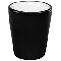 International Tableware 81122-02/05MF-05C Hilo 1.5 oz. White In / Black Out Stoneware Shot Glass - 24/Case