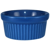 International Tableware RAMF-4-LB Cancun 4 oz. Light Blue Stoneware Fluted Ramekin - 36/Case