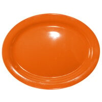 International Tableware CAN-12-O Cancun 9 3/4" x 7 1/2" Orange Stoneware Narrow Rim Platter - 24/Case