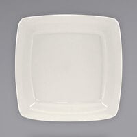 International Tableware RO-7S Roma 7 inch Square Ivory (American White) Wide Rim Rolled Edge Stoneware Plate - 24/Case