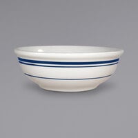 International Tableware CT-24 Catania 10 oz. Ivory (American White) Stoneware Nappie / Oatmeal Bowl with Blue Bands - 36/Case