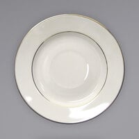 International Tableware FL-2GF Florentine 5 3/4" Gold Rim Ivory (American White) Stoneware Saucer - 36/Case