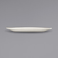 International Tableware NP-13 Newport 12 inch x 8 7/8 inch Ivory (American White) Embossed Stoneware Platter - 12/Case