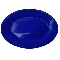 International Tableware CA-14-CB Cancun 12 1/2 inch x 9 inch Cobalt Blue Stoneware Wide Rim Platter - 12/Case