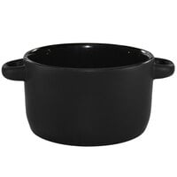 International Tableware 83567-05/05MF-05C Hilo 11 oz. Black In / Black Out Stoneware Mini Casserole Dish / Soup Bowl - 12/Case