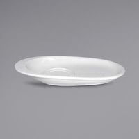 International Tableware FA-6929S 8 3/8" x 5 1/4" Bright White Offset Stoneware Milano Saucer - 36/Case