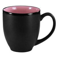 International Tableware 81376-26/05MF-05C Hilo 14 oz. Pink in / Black Out Stoneware Bistro Cup - 12/Case