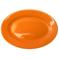 International Tableware CA-51-O Cancun 15 1/2" x 10 1/2" Orange Stoneware Wide Rim Platter - 12/Case