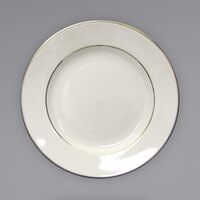 International Tableware FL-8GF Florentine 9 inch Gold Rim Ivory (American White) Stoneware Plate - 24/Case