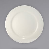 International Tableware RO-16 Roma 10 1/4 inch Ivory (American White) Wide Rim Rolled Edge Stoneware Plate - 12/Case