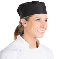 Chef Revival Customizable Black Mesh Top Baker's Skull Cap / Pill Box Hat