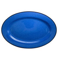 International Tableware CF-13 Campfire 11 1/2 inch x 8 1/4 inch Speckle Ocean Blue Rolled Edge Stoneware Platter - 12/Case