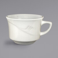 International Tableware NP-23 Newport 7.5 oz. Ivory (American White) Embossed Stoneware Low Cup - 36/Case