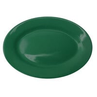 International Tableware CA-14-G Cancun 12 1/2" x 9" Green Stoneware Wide Rim Platter - 12/Case
