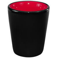 International Tableware 81122-2904/05MF-05C Hilo 1.5 oz. Red In / Black Out Stoneware Shot Glass - 24/Case