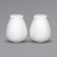 International Tableware DR-101 Dresden 2 5/8" Bright White Porcelain Salt and Pepper Shaker Sets - 12/Case