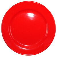 International Tableware CA-16-CR Cancun 10 1/4 inch Crimson Red Stoneware Rolled Edge Wide Rim Plate - 12/Case